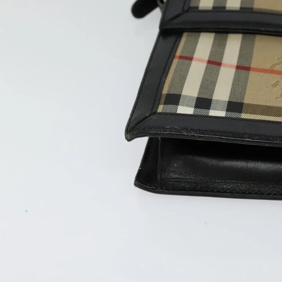 Burberrys Nova Check Shoulder Bag Canvas Beige Gold black Auth BD1811 - Picture 10 of 14